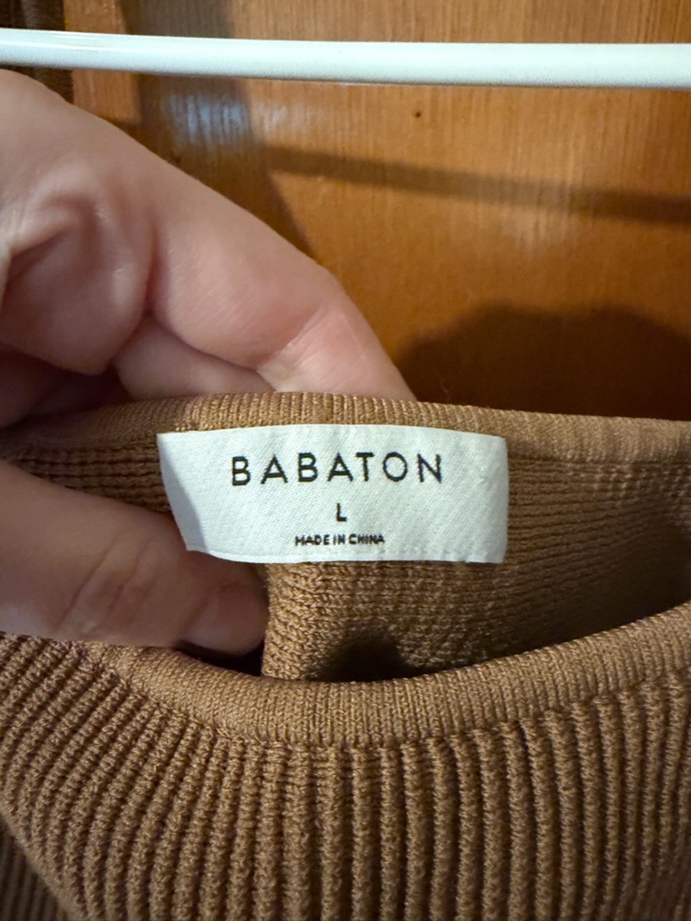 Babaton Ribbed Crop Tank Top in Brown Tan - Picture 2 of 3